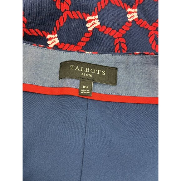 Talbots Womens Skirt Size 16P Red Navy Geometric Rope Print Stretch Straight - Picture 5 of 6
